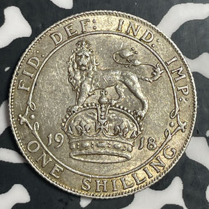 1918 Great Britain 1 Shilling Lot#T3749 Silver! High Grade! Beautiful!