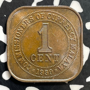 1939 Malaya 1 Cent Lot#T0305 High Grade! Beautiful!