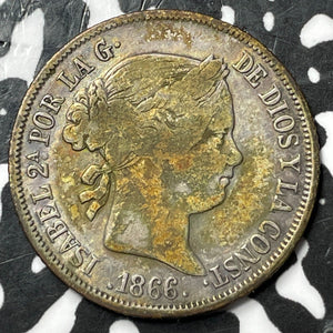 1866 Spain 40 Centimos Lot#D7923 Silver!