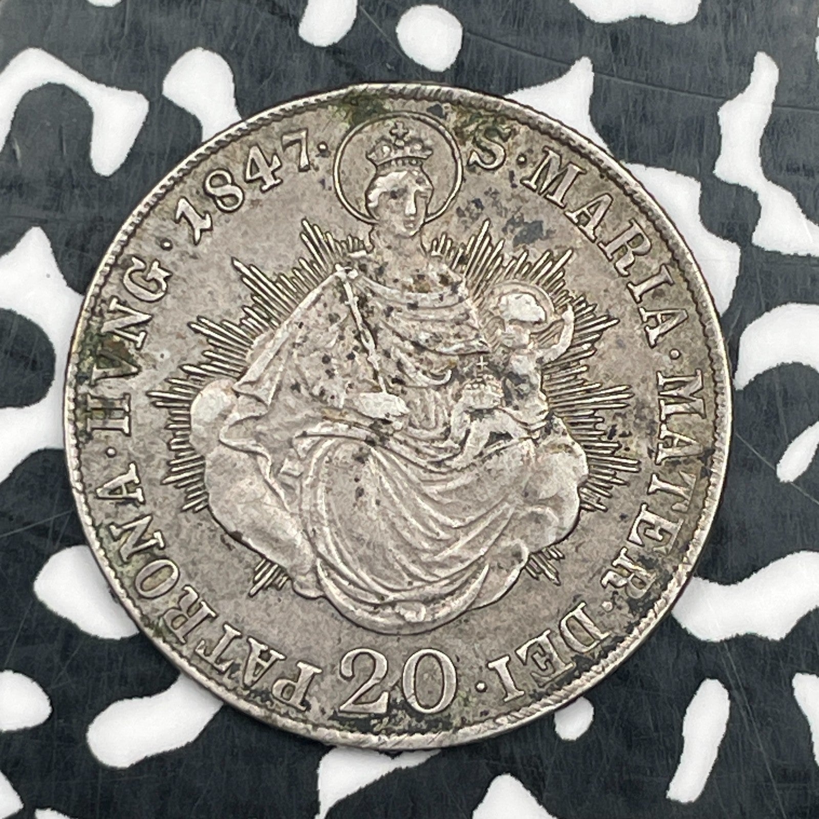 1847-B Hungary Ferdinand V 20 Kreuzer Lot#N3494 Silver!