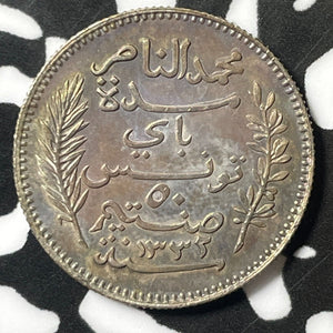 1914-A Tunisia 50 Centimes Lot#E4985 Silver! Nice!