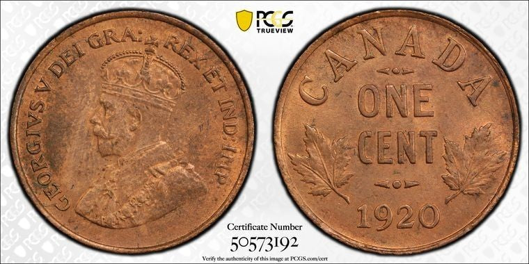 1920 Canada Small Cent PCGS MS64RB Lot#G2156 Choice UNC!