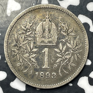 1893 Austria 1 Corona Lot#E8317 Silver!