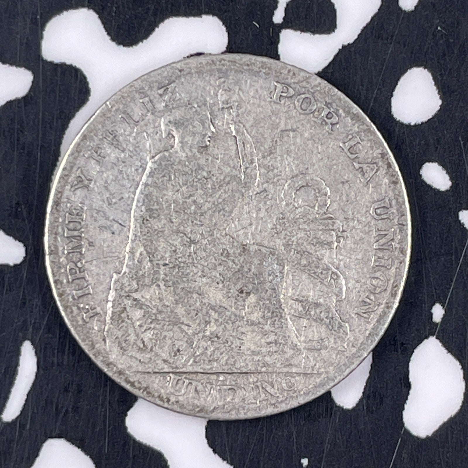 1896 Peru 1 Dinero Lot#F4627 Silver!