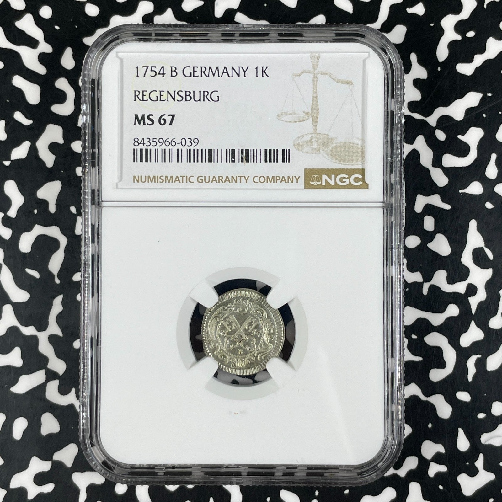 1754-B Germany Regensburg 1 Kreuzer NGC MS67 Lot#G2317 Silver! Top Graded!