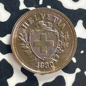 1930 Switzerland 1 Rappen Lot#T7982 High Grade! Beautiful!