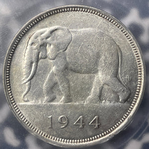 1944 Belgian Congo 50 Francs ICG MS61 Lot#MK95 Silver! Nice UNC! Elephant