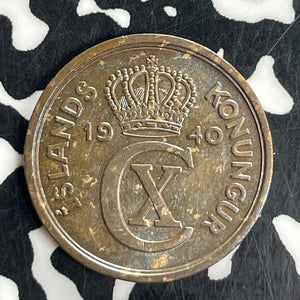 1940 Iceland 2 Aurar Lot#T8084 High Grade! Beautiful! KM#6.2