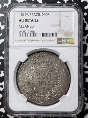 1819-R Brazil 960 Reis NGC Cleaned-AU Details Lot#G8806 Large Silver!