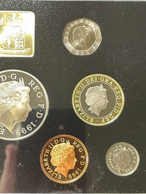 1999 Great Britain 9x Coin Proof Set Lot#B2306 With Case, Princess Diana