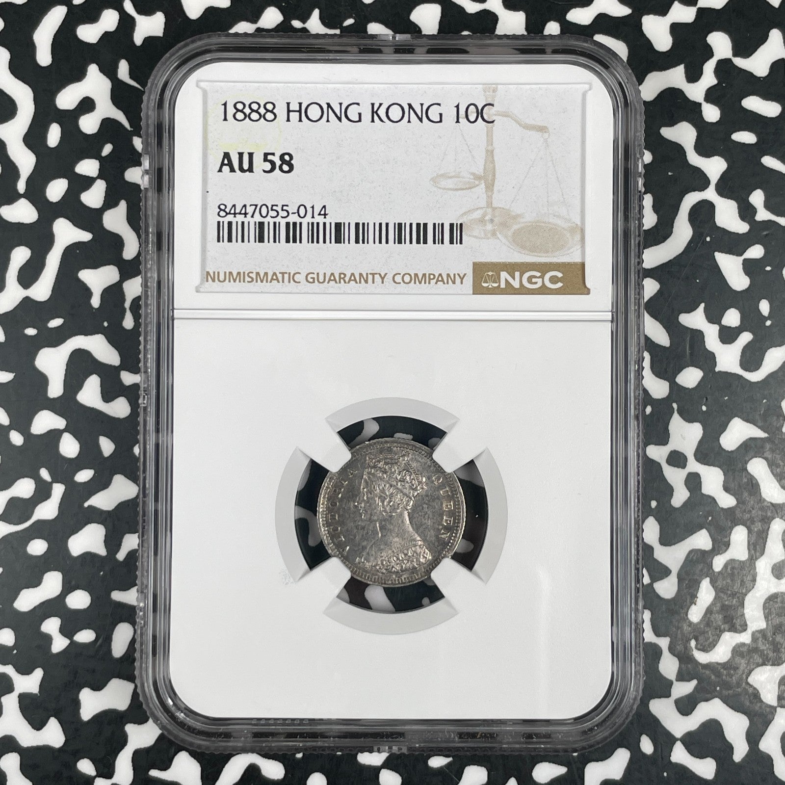 1888 Hong Kong 10 Cents NGC AU58 Lot#G3581 Silver!