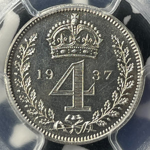 1937 Great Britain 4x Coin Maundy Set PCGS (PR65-66) Lot#MK85 Silver! Gem BU!