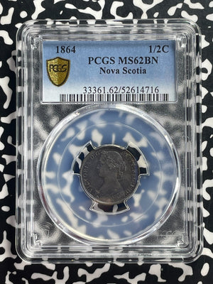 1864 Nova Scotia 1/2 Cent PCGS MS62BN Lot#G729 Nice UNC!