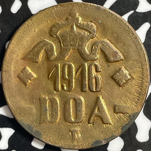 1916-T German East Africa 20 Heller Lot#D9082 Brass