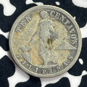 1914-S U.S. Philippines 10 Centavos Lot#T9239 Silver!
