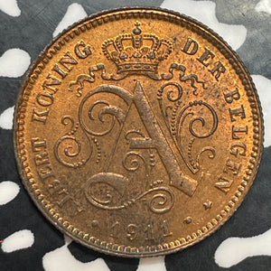 1911 Belgium 2 Centimes Lot#T2479 High Grade! Beautiful!