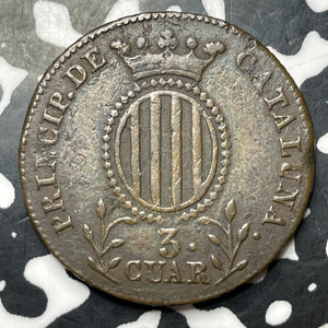 1838 Spain Catalonia 3 Quartos Lot#MK332