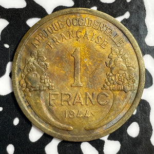 1944 French West Africa 1 Franc Lot#E6189 High Grade! Beautiful!