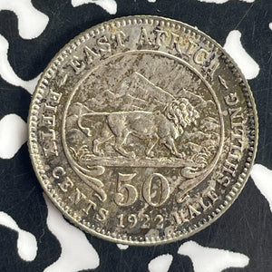1922 East Africa 50 Cents Lot#T8512 Silver! Nice!