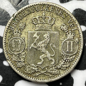 1901 Norway 25 Ore Lot#D7506 Silver!