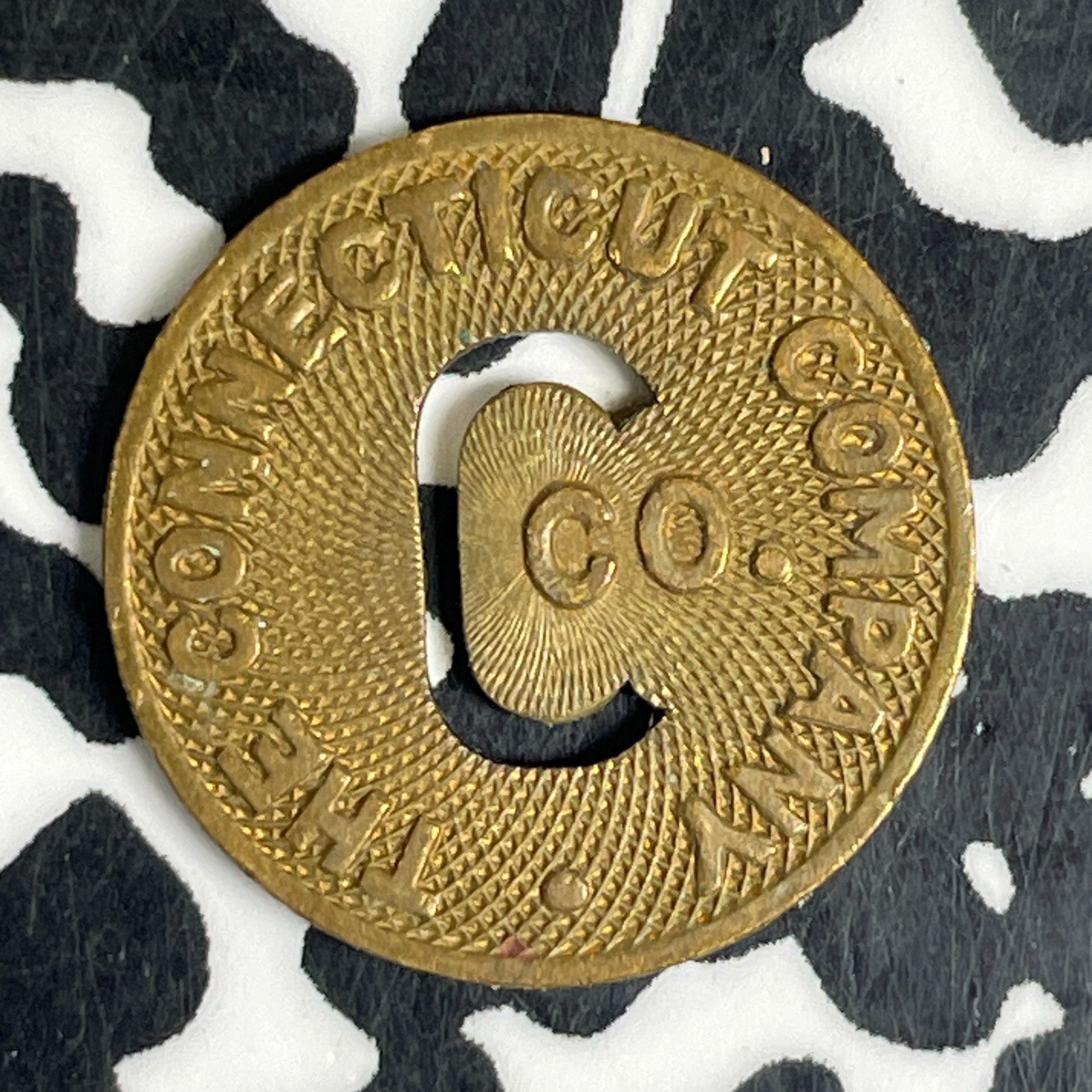 Undated U.S. CT Connecticut Company One Fare Transit Token Lot#C6388