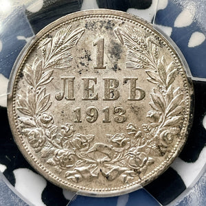 1913 Bulgaria 1 Lev PCGS MS61 Lot#G9849 Silver! Nice UNC!