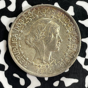 1913 Brazil 1000 Reis Lot#C1112 Silver! High Grade! Beautiful!