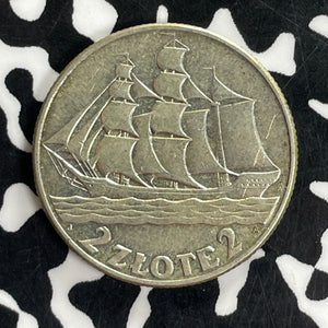 1936 Poland 2 Zlote Lot#C1086 Silver! Nice!