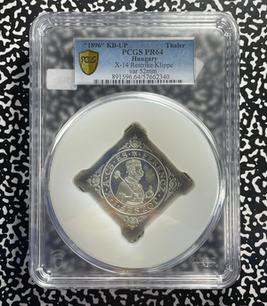 "1896"-KP UP Hungary 1 Klippe Thaler PCGS PR64 Lot#GV896 Silver! Restrike X-14
