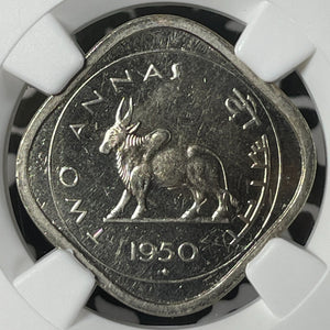 1950-(B) India 2 Annas NGC PR63 Lot#G169 Proof! Choice UNC!