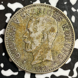 1910 Sweden 2 Kronor Lot#E2830 Silver!