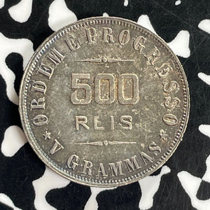 1908 Brazil 500 Reis Lot#C1133 Silver! High Grade! Beautiful!