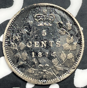 1874-H Canada 5 Cents Lot#C0319 Silver! Scratches