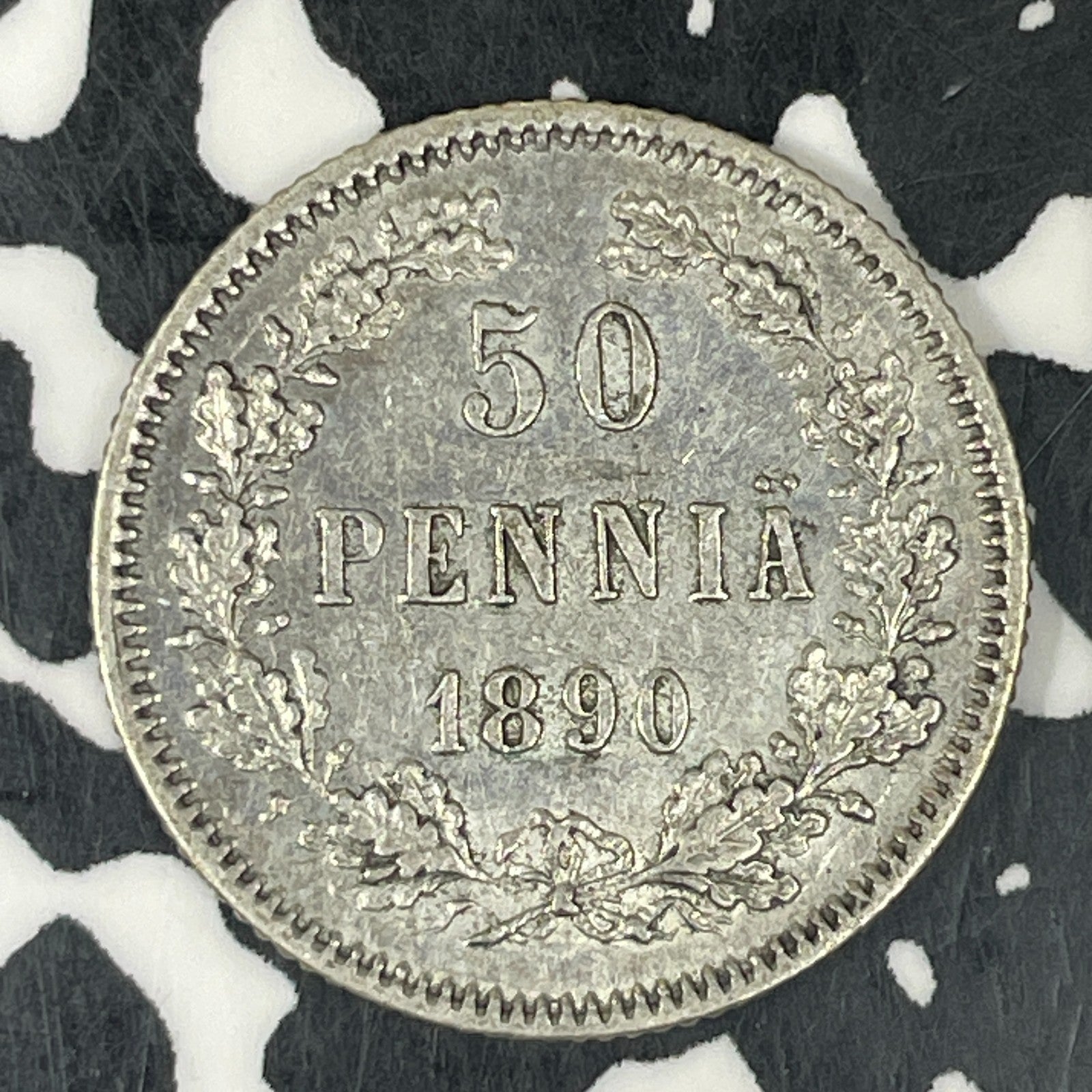 1890 Finland 50 Pennia Lot#C8736 Silver! Nice!