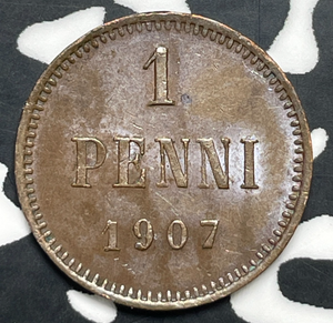 1907 Finland 1 Penni Lot#C0347 High Grade! Beautiful!
