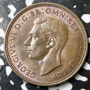 1944 Great Britain 1/2 Penny Half Penny Lot#D8013 High Grade! Beautiful!