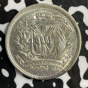 1956 Dominican Republic 25 Centavos Lot#E2555 Silver! High Grade! Beautiful!