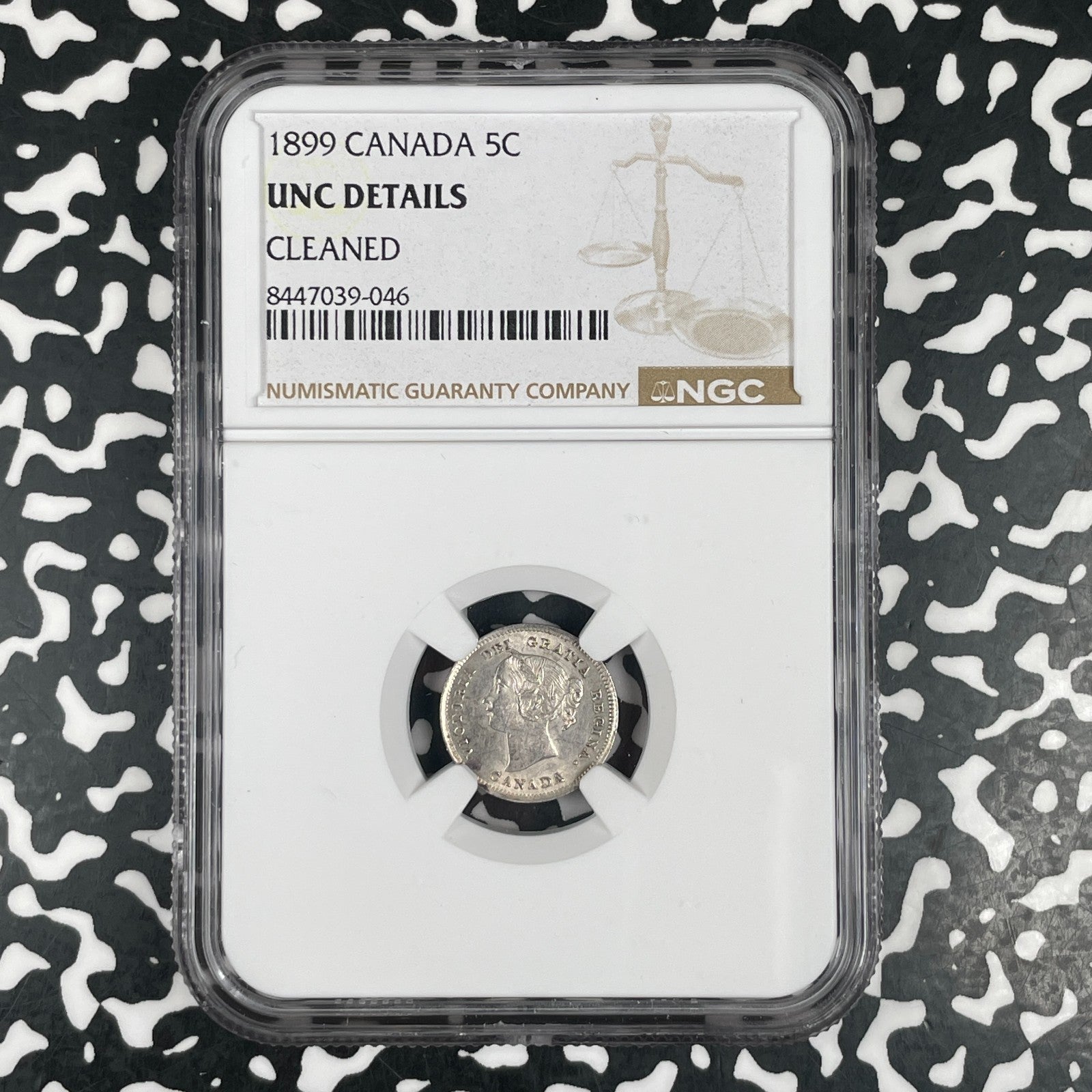 1899 Canada 5 Cents NGC Cleaned-UNC Details Lot#G3558 Silver!