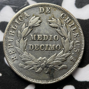 1887 Chile 1/2 Decimo Half Decimo Lot#D7059 Silver!