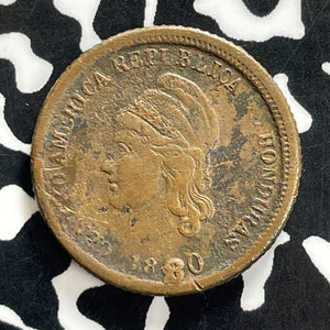 1880 Honduras 1 Centavo Lot#JM0195 Very Scarce! KM#40, Obverse Scratch