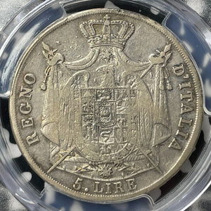 1809-M Italy Kingdom Of Napoleon 5 Lire PCGS VF30 Lot#G8759 Silver!