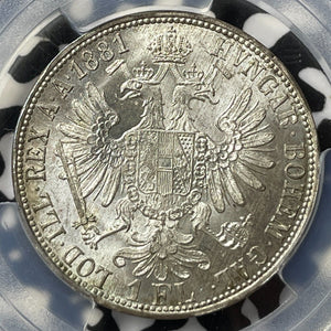 1881 Austria 1 Florin PCGS MS65 Lot#G8093 Silver! Gem BU! Solo Top Graded!