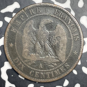 1852-A France 10 Centimes Lot#C0891 Better Date, Obverse Scratch