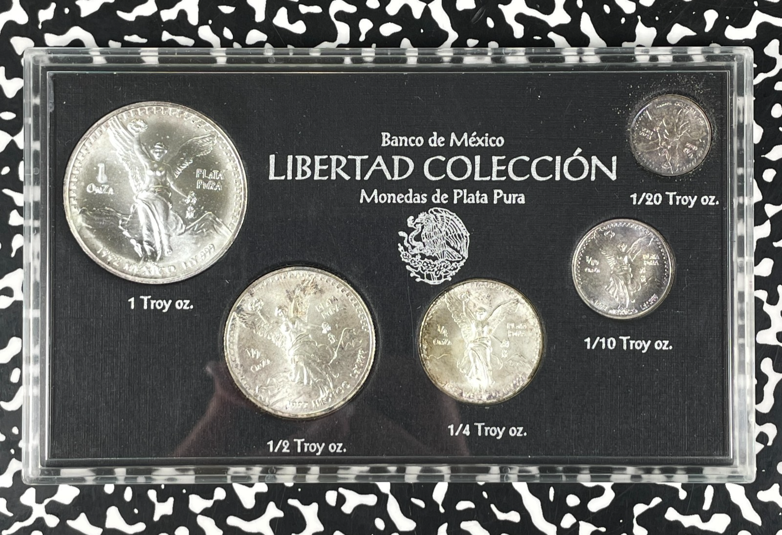 1992 Mexico 5x Libertad Coin Mint Set Lot#B3414 Silver! With Case