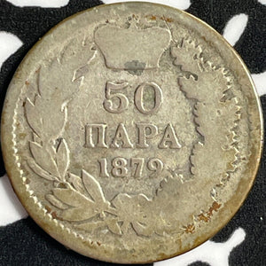 1879 Serbia 50 Para Lot#E0582 Silver!