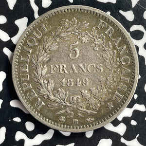 1849-BB France 5 Francs Lot#T7082 Large Silver Coin!