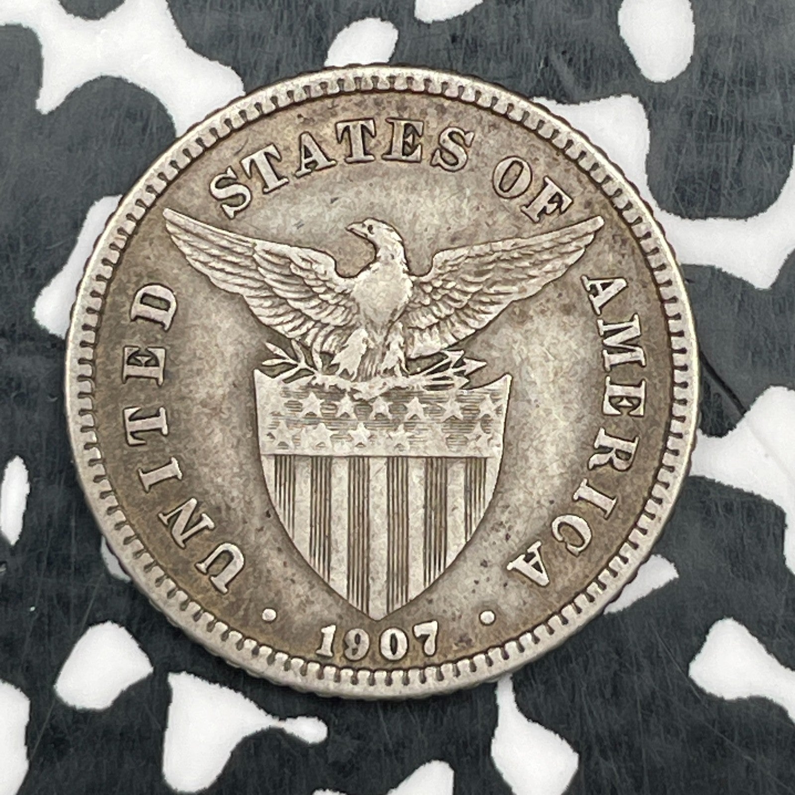 1907 U.S. Philippines 20 Centavos Lot#N1073 Silver!