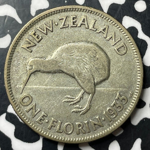 1933 New Zealand 1 Florin Lot#E8123 Silver!