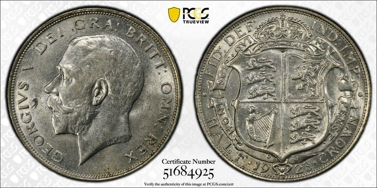 1923 Great Britain 1/2 Crown PCGS AU58 Lot#G2127 Silver! S-4021a