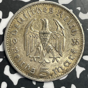 1935-G Germany 5 Mark Lot#E8066 Silver!